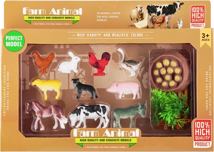 Ensemble de figurines d’animaux domestiques avec ferme (10 pièces)