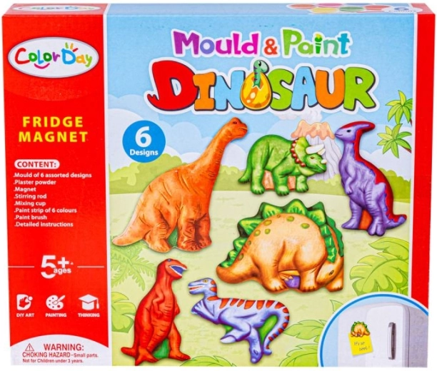 6 magnets dinosaures à mouler et à colorier