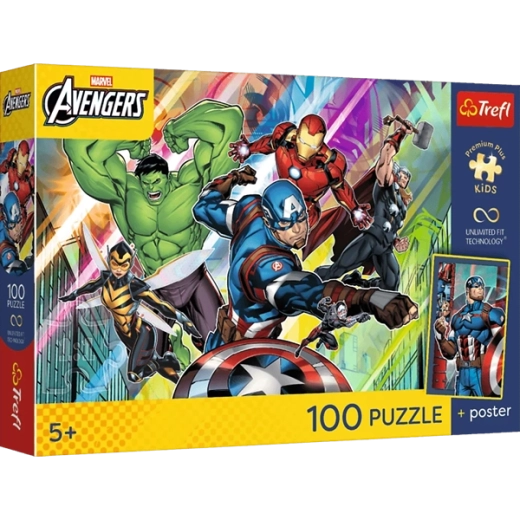 100 pièces et motif dynamique Marvel Avengers