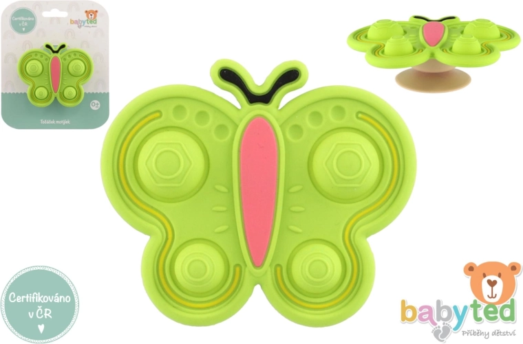 Jouet sensoriel rotatif papillon en silicone et plastique 9 × 5,5 cm