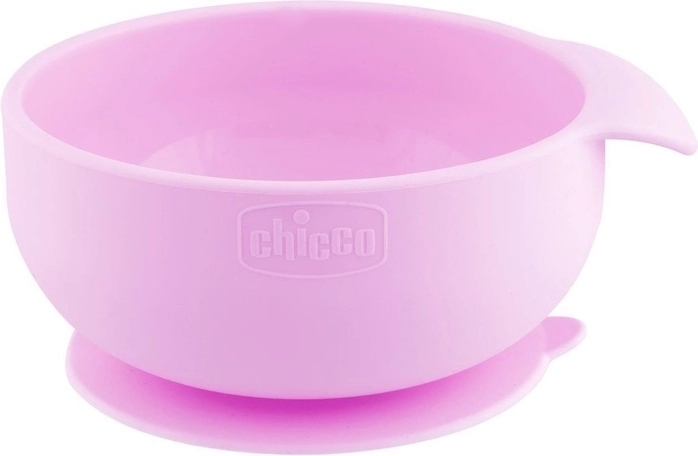 Bol en silicone Chicco avec ventouse rose 6m+