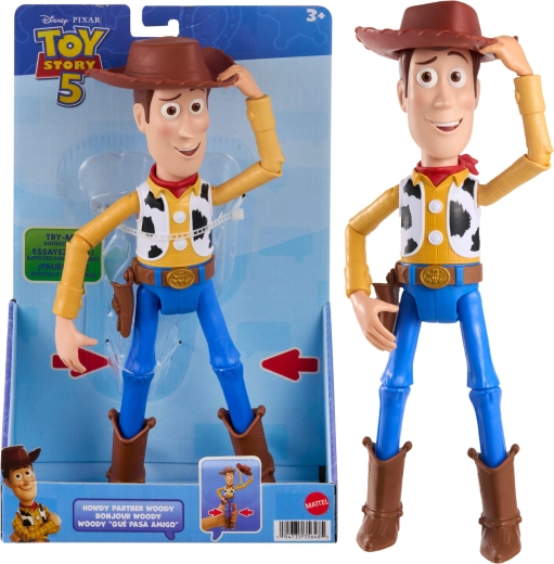 Figurine Woody de Disney Toy Story 5 avec fonction de retrait du chapeau, 31 cm