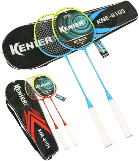Set de badminton Kenier avec étui, 2 raquettes et 5 volants