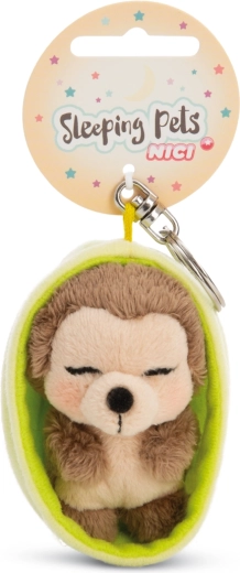 Porte-clés Nici hérisson endormi 12 cm dans étui vert
