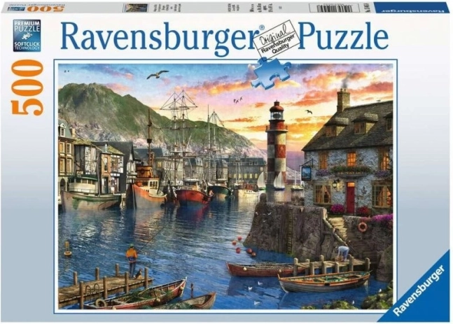 Puzzle Ravensburger lever de soleil au port – 500 pièces