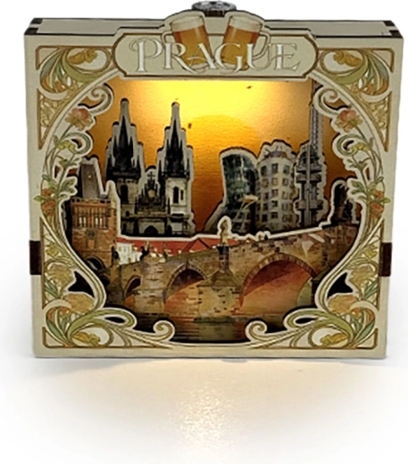 2Kids Toys magnet 3D en bois des monuments de Prague avec éclairage