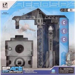 Ensemble spatial avec fusée à décollage