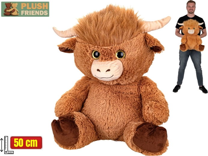 Plush Friends vache Highland écossaise peluche 50 cm assise