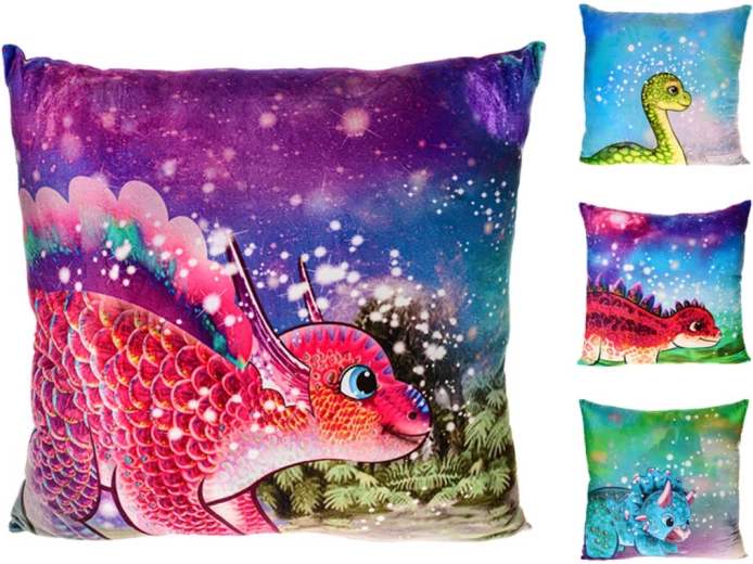 Coussin en peluche bébé dinosaure 45 × 45 cm - 1 pièce
