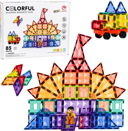 Jeu de construction magnétique – panneaux magnétiques 3D colorés STEM (85 pièces)