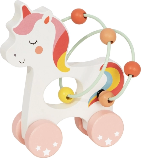 Licorne à roulettes avec labyrinthe de perles