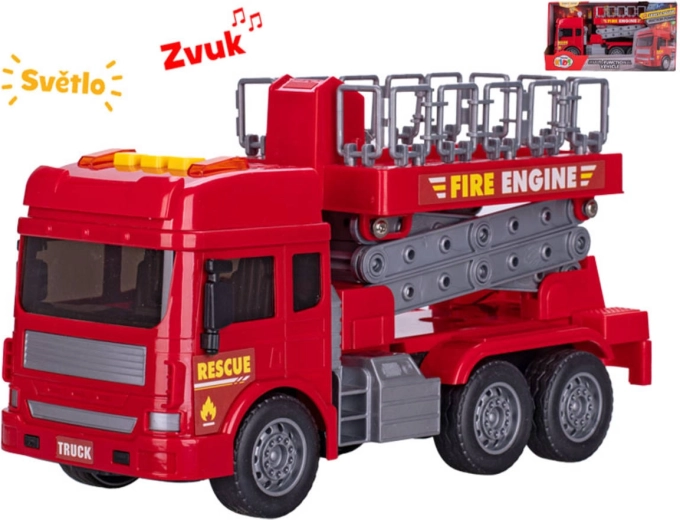 Camion de pompiers avec plateforme élévatrice extensible, lumière et son 28 cm - 1 pièce