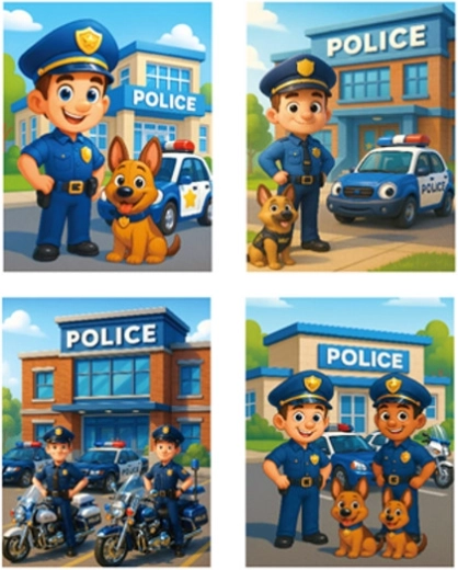 Sac cadeau M à motif policier