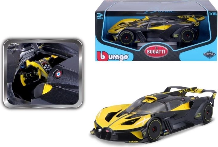 Modèle automobile en métal BBURAGO 1:18 BUGATTI BOLIDE jaune et noir