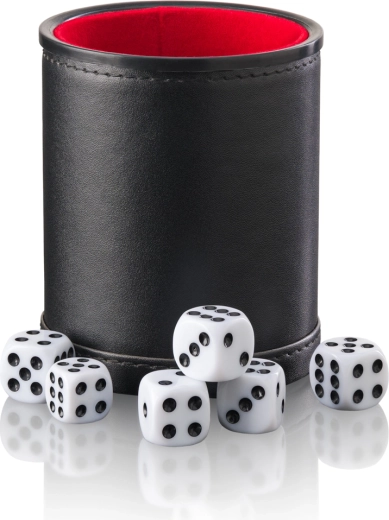 Dés – set de jeu avec gobelet et 6 dés