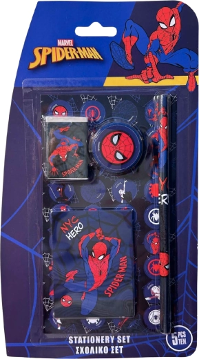 Set d'écriture scolaire Spider-Man bleu foncé en 5 pièces