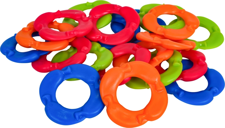 20 anneaux colorés pour jouer jusqu’à quatre