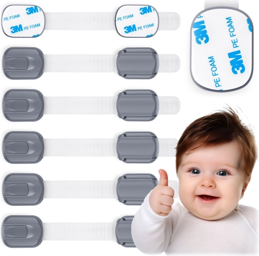 Verrous de sécurité pour enfants RICOKIDS pour placards, 6 pcs, gris