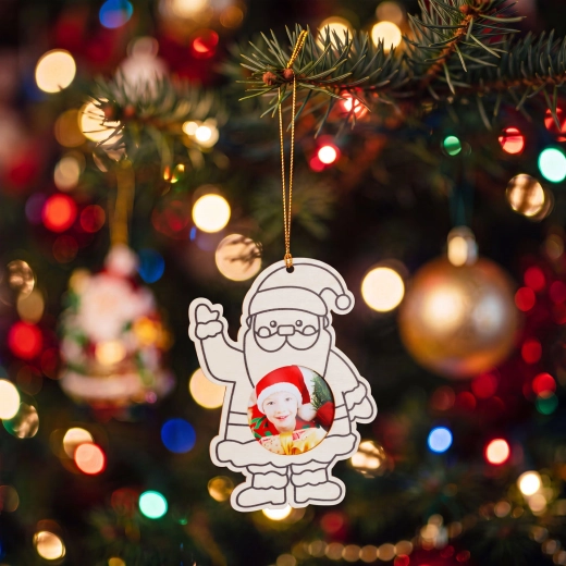 Cadre photo de Noël en bois à peindre, motif Saint Nicolas, à suspendre