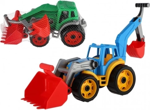 Tracteur pelleteuse en plastique avec godet, vert
