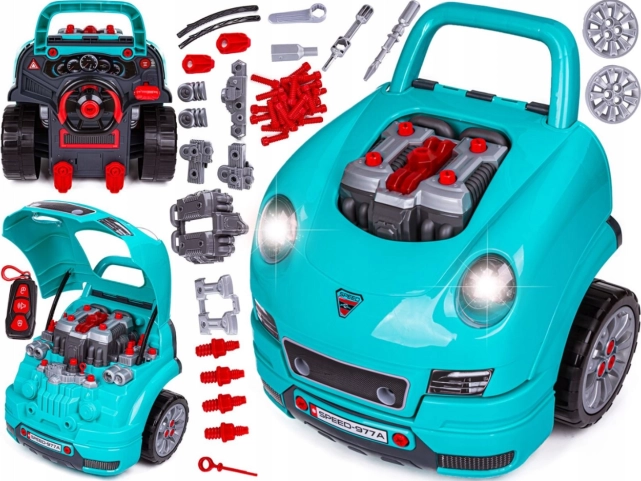 voiture pour enfants avec moteur à réparer 3+ avec outils, cockpit interactif et télécommande, 61 pièces