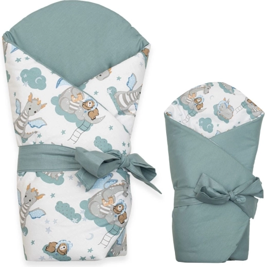 Couverture d’emmaillotage bébé réversible New Baby Petit Dragon 80 × 80 cm