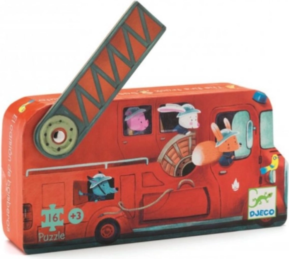 Puzzle Djeco Camion de pompiers, 16 pièces