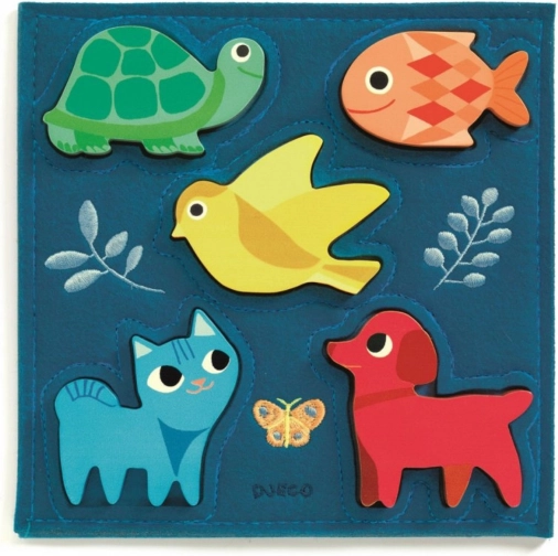 Djeco puzzle en bois Animaux en bleu