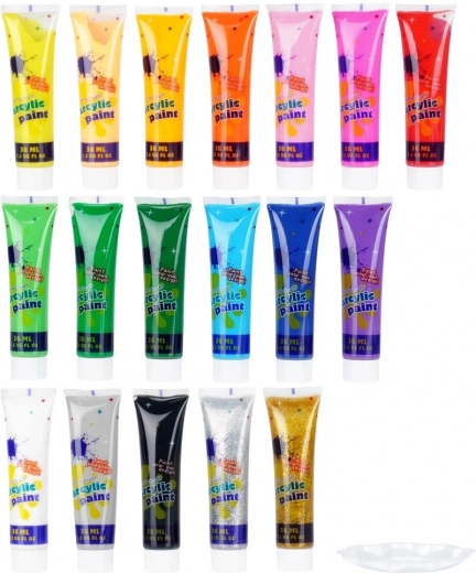 18 teintes acryliques intenses, y compris à effets