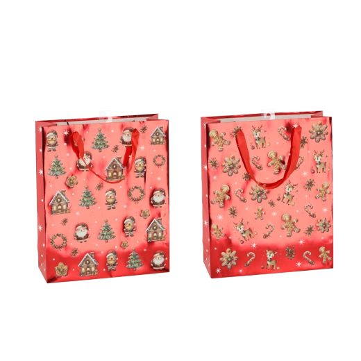 Sac cadeau de Noël Pain d’épices 26 × 32 × 10 cm, lot de 12 pièces