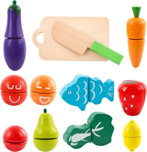Planche et couteau en bois pour jouer au cuisinier