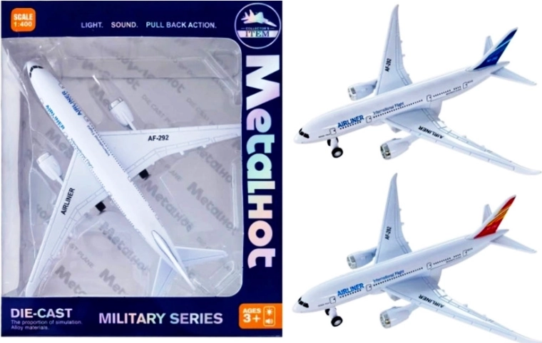 Avion de ligne pour enfants à rétrofriction avec lumière et son