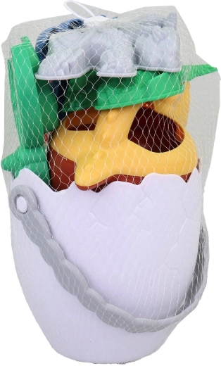 Set de dinosaures pour le sable avec seau en forme d’œuf et outils - 1 set