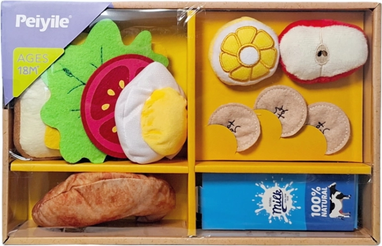 Boîte de cuisine en peluche avec aliments - 1 pièce