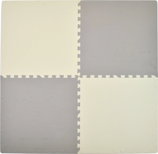 Tapis puzzle en mousse Humbi crème et gris 62 × 62 × 1 cm, 4 pièces