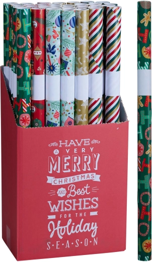 Papier cadeau de Noël 0,7 × 7 m, mix de décors - 1 pièce