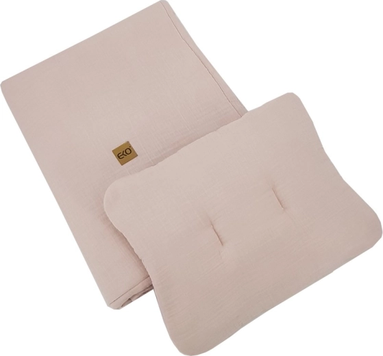 Ensemble de literie en mousseline EKO 2 pièces powder pink 30 × 40 cm et 75 × 100 cm