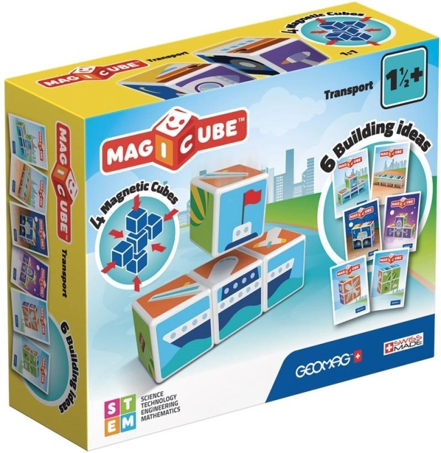 Geomag Magicube Printed Transport, construction magnétique, 7 pièces