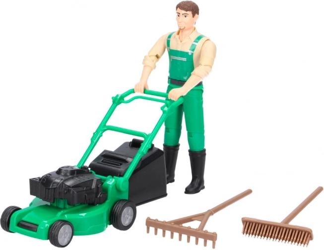BRUDER BWORLD jardinier avec tondeuse et accessoires