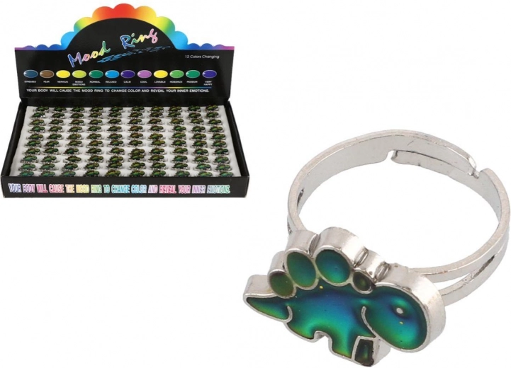 Bague réglable avec dinosaure changeant de couleur selon la température – métal, 100 pcs en boîte
