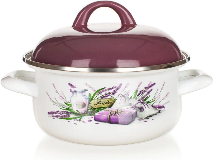 Casserole émaillée Lavender 20 cm avec couvercle 2,1 l