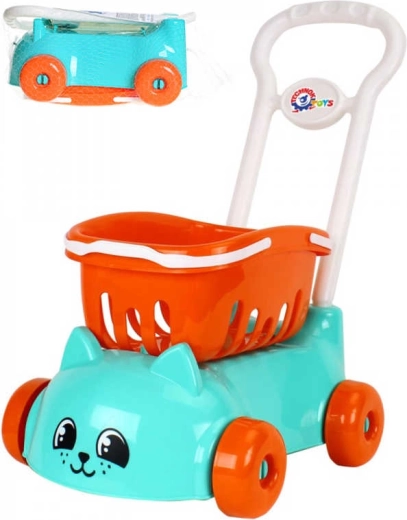 Caddie enfant avec panier, motif chat