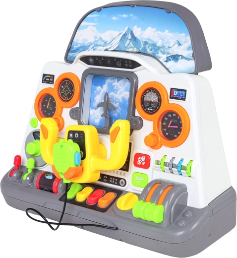 Un cockpit rempli de commandes pour jouer au pilote