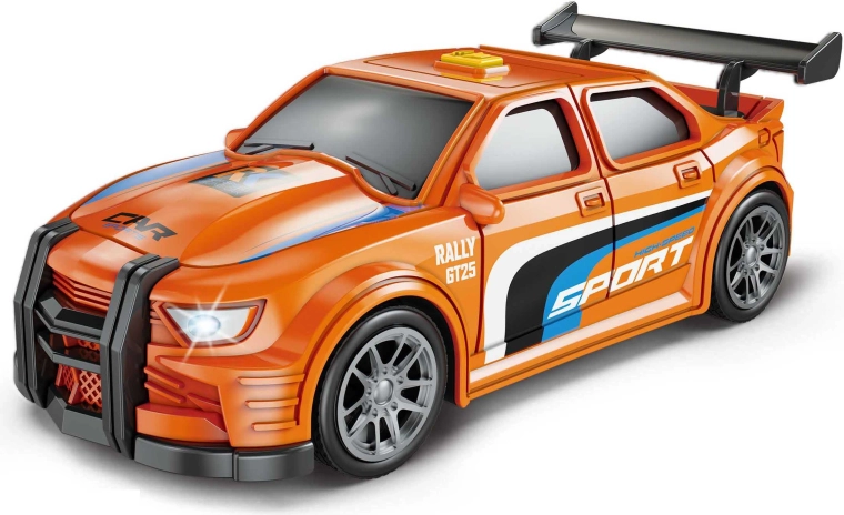 Voiture de course orange avec effets lumineux et sonores, 16 cm