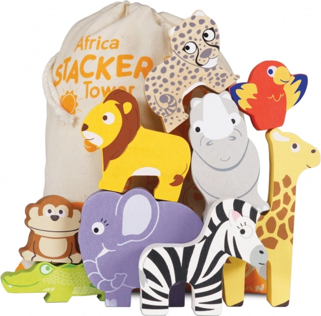 Le Toy Van Petilou tour empilable Afrique – animaux d’équilibre en bois
