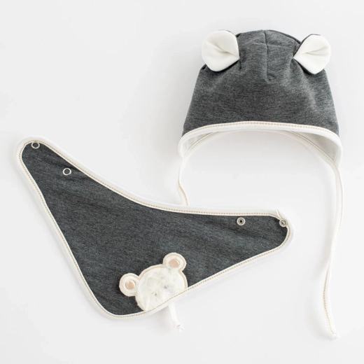 Bonnet de printemps pour bébé avec bandana New Baby Sebastian, gris, taille 56 (0–3 mois)