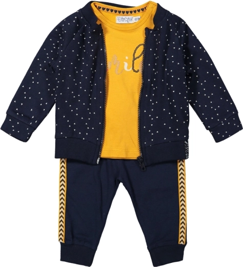 Dirkje ensemble enfant 3 pièces – veste zippée, t-shirt et pantalon, bleu
