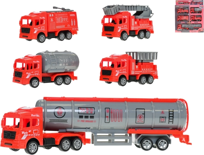 Set de camions de pompiers à rétrofriction, 5 pièces
