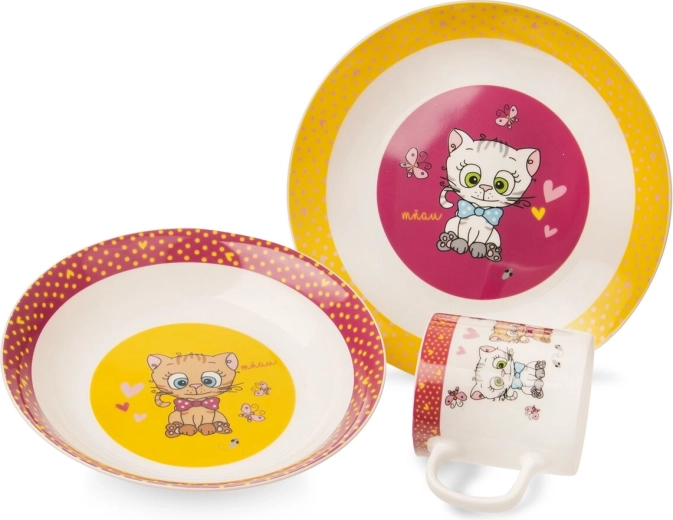 Service de table enfant Chats rond 3 pièces