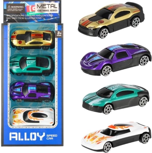 Petites voitures de course en métal – lot de 4